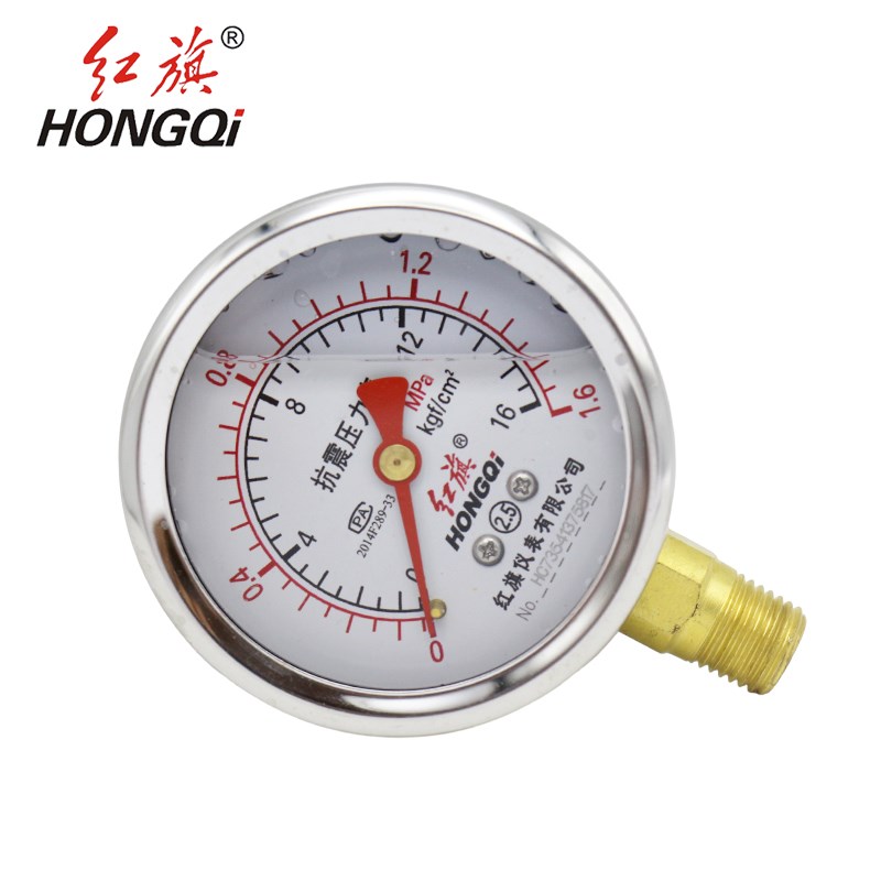 红旗仪表YTN60耐震压力表真空表2分NPT1/4油压气压水压液压40MPA