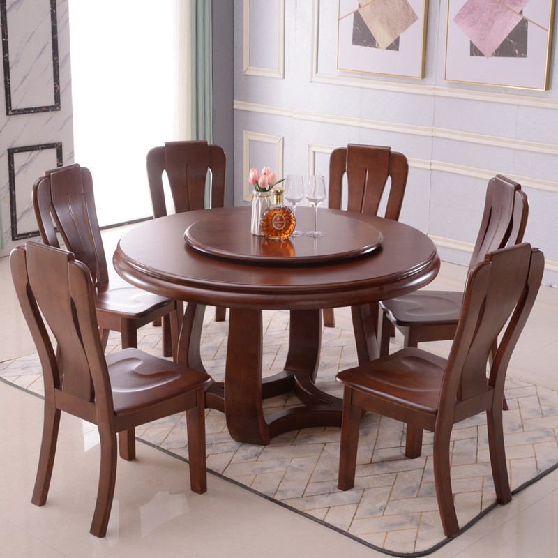 实木餐桌圆形家用新中式1.8m米圆桌餐椅组合全实木吃饭桌子12人