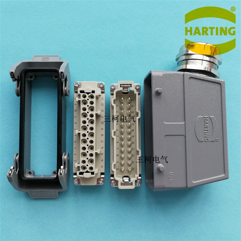 HAN 24B 09300240301 24芯双扣侧出整套HE-024-M/F哈丁重载连接器