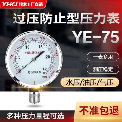 膜盒压力表YE-75天然气千帕表KPa真空多规格量程不锈钢定制微压表