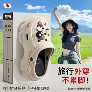 日本厚底外穿洞洞鞋 eva防滑防臭踩屎感沙滩海边凉拖 女款 2025新款