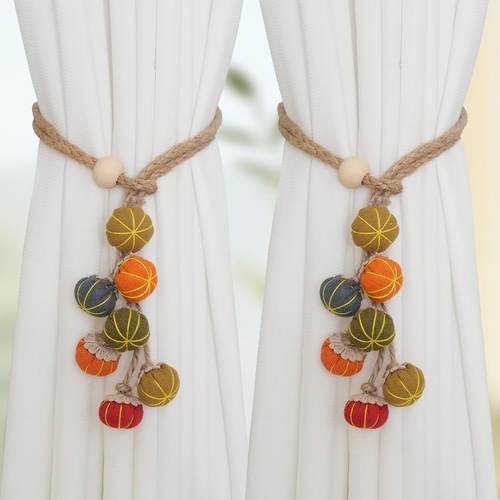 【品牌正品】窗帘捆绑带卡通布艺南瓜串纱帘扎束带挂球绑绳收纳扣