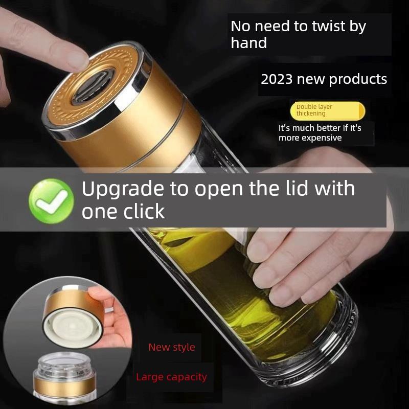 水杯牢不可破，一键开启，钢化玻璃杯防摔，大套装防爆，男女都能