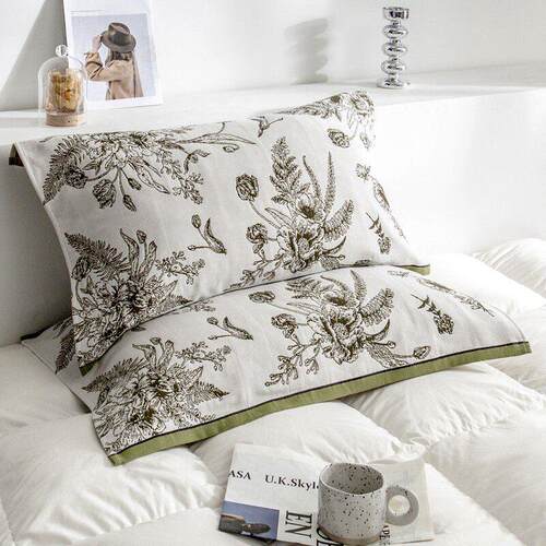 【品牌正品】纯棉纱布四层一对成人情侣学生枕头巾柔软单人盖巾加