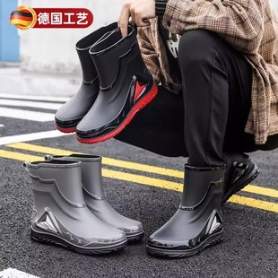套鞋 高档正品 厨房胶鞋 德国防滑雨鞋 洗车 男中筒保暖雨靴加绒防水鞋
