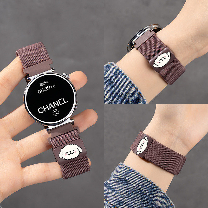 适用华为GT6表带手表gt5手表带女款watch5高级gt4新款gt3智能pro腕表编织gt2运动女士秋冬gt女生磁吸尼龙红色
