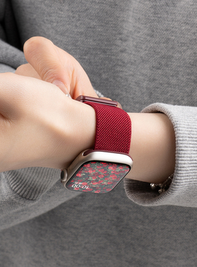 美派适用苹果s10平纹尼龙编织表带新款applewatchs11女款手表带iwatch9秋季S8运动手表表带高级ultra3腕带SE3
