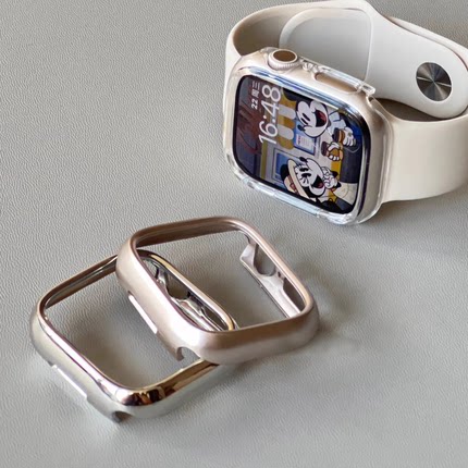 适用苹果手表10保护壳applewatchs11手表壳iWatchs10半包抗划s9四角s8全包s7保护壳高清se抗爆保护套防爆透明