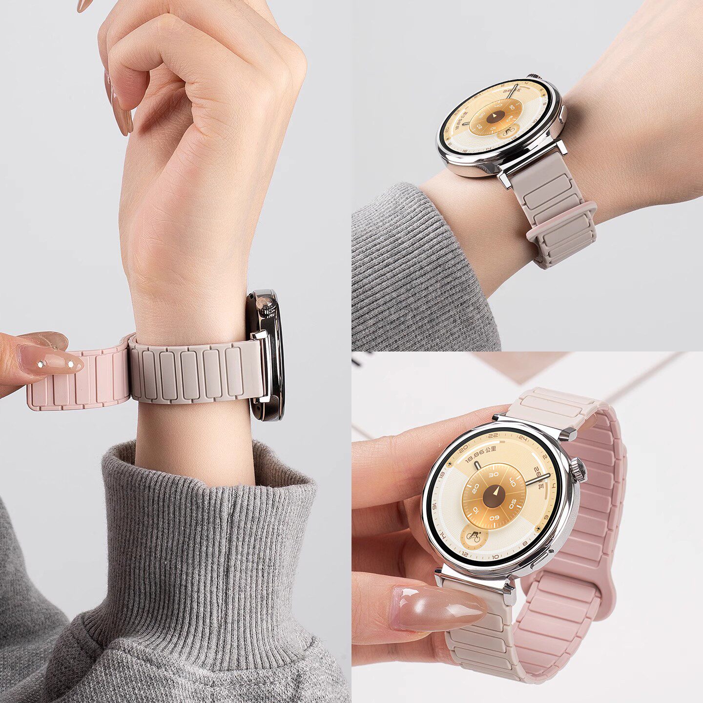 张婧仪同款适用华为gt6表带watch5手表带gt5女款fit4智能gt4腕带磁吸pro硅胶高级gt3运动gt2女专用荣耀秋冬男