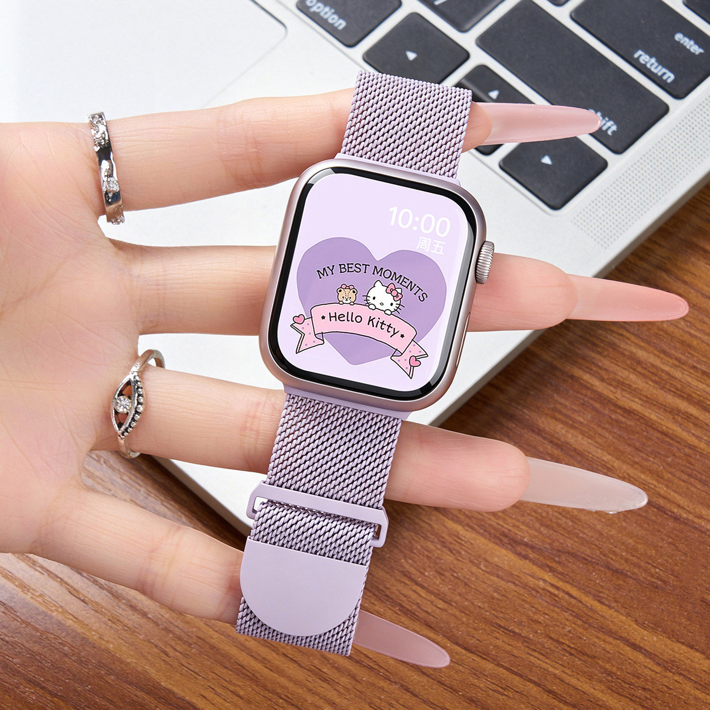 美派适用applewatch11苹果S10手表iwatch9表带流光紫米兰尼斯S8磁吸夏天se3运动创意女款Ultra3新款智能8高级
