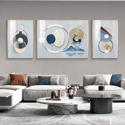 轻奢客厅装饰画现代简约三联画大气沙发背景墙挂画北欧风高档壁画