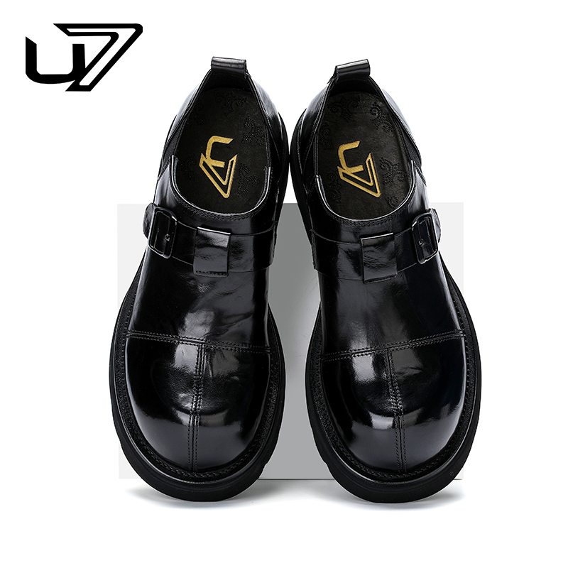 U7品牌男鞋新款春秋季真皮英伦风商务休闲皮带扣正装皮鞋男士皮鞋