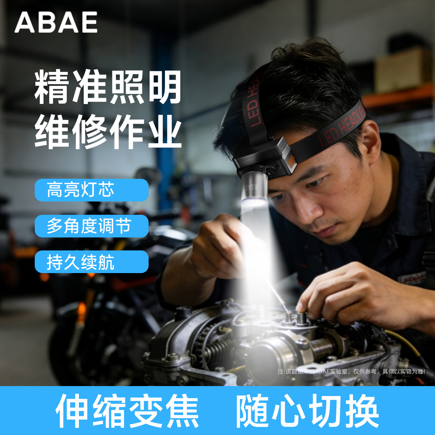ABAE头戴强光变焦充电头灯