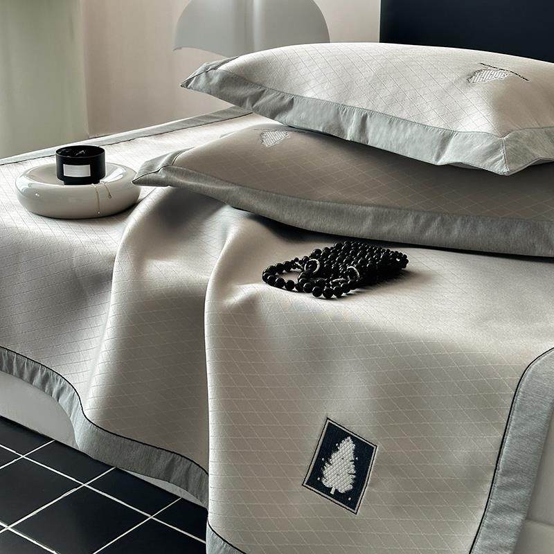 纯色冰丝凉席三件套床席可机洗水洗折叠夏季席子软垫子空调席夏天