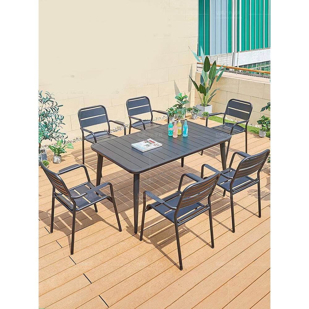 北欧户外桌椅组合铝合金防腐咖啡奶茶甜品店户外休闲区桌椅