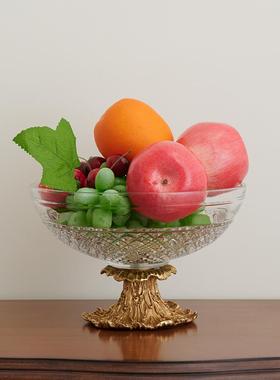 法式复古奢华全铜水果盘零食欧式别墅客厅玄关家居纯铜装饰品摆件