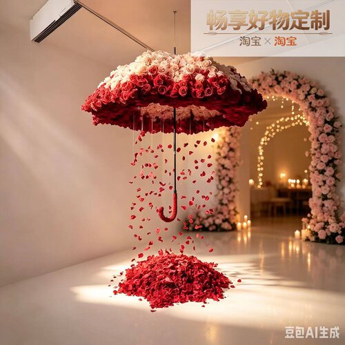 七夕玫瑰花伞定制引流打卡美陈
