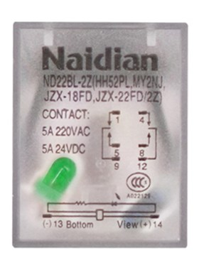 naidian耐电集团ND22BL-2Z HH52PL带灯中间继电器AC220V DC24V