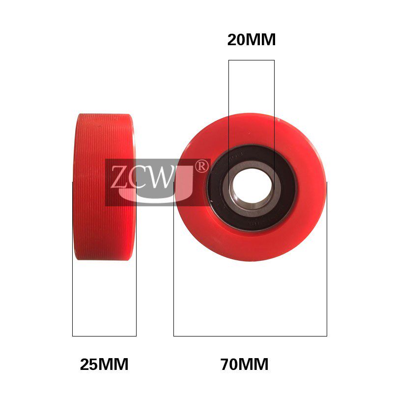 高承载PU6204包胶轴承电梯轮20*70*25聚氨酯轴承硬度95A包胶轮子