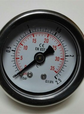 前后外壳直径 41mm~47mm 轴向防震压力表 0~2.5bar 35psi ZG1/8