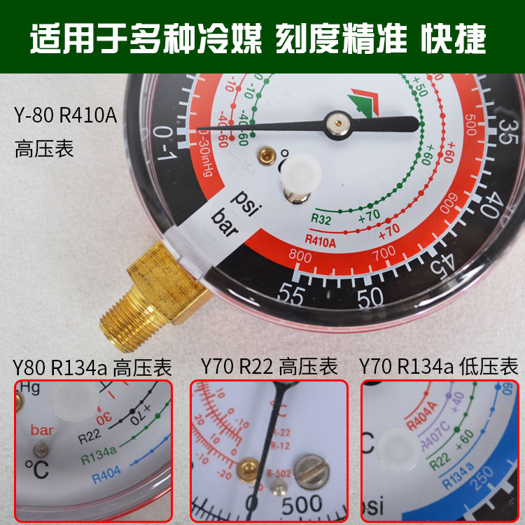 鸿森加氟压力表盘加氟表加液表雪中冷媒加液表盘空调汽车加氟表头
