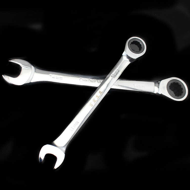 络钒钢棘轮两用扳手 快速棘轮扳手开口梅花扳手12 14 17 19mm