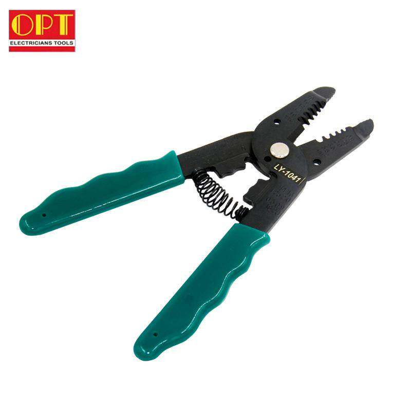 台湾OPT手动多功能剥线钳轻便电工剥线剪破线刀带压接功能LY-104
