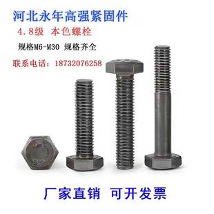4.8级普通本色外六角螺丝螺栓GB30螺栓GB21螺栓M8M10M12M16M20