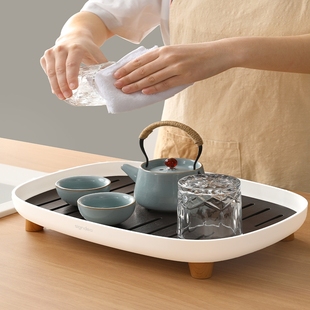 茶盘家用轻奢现代小型储水式 日式 茶台功夫茶具简约干泡Z台沥水托