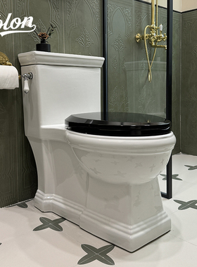 仪奢欧式复古马桶家用法式古典卫生间陶瓷实木盖板白色虹吸坐便器