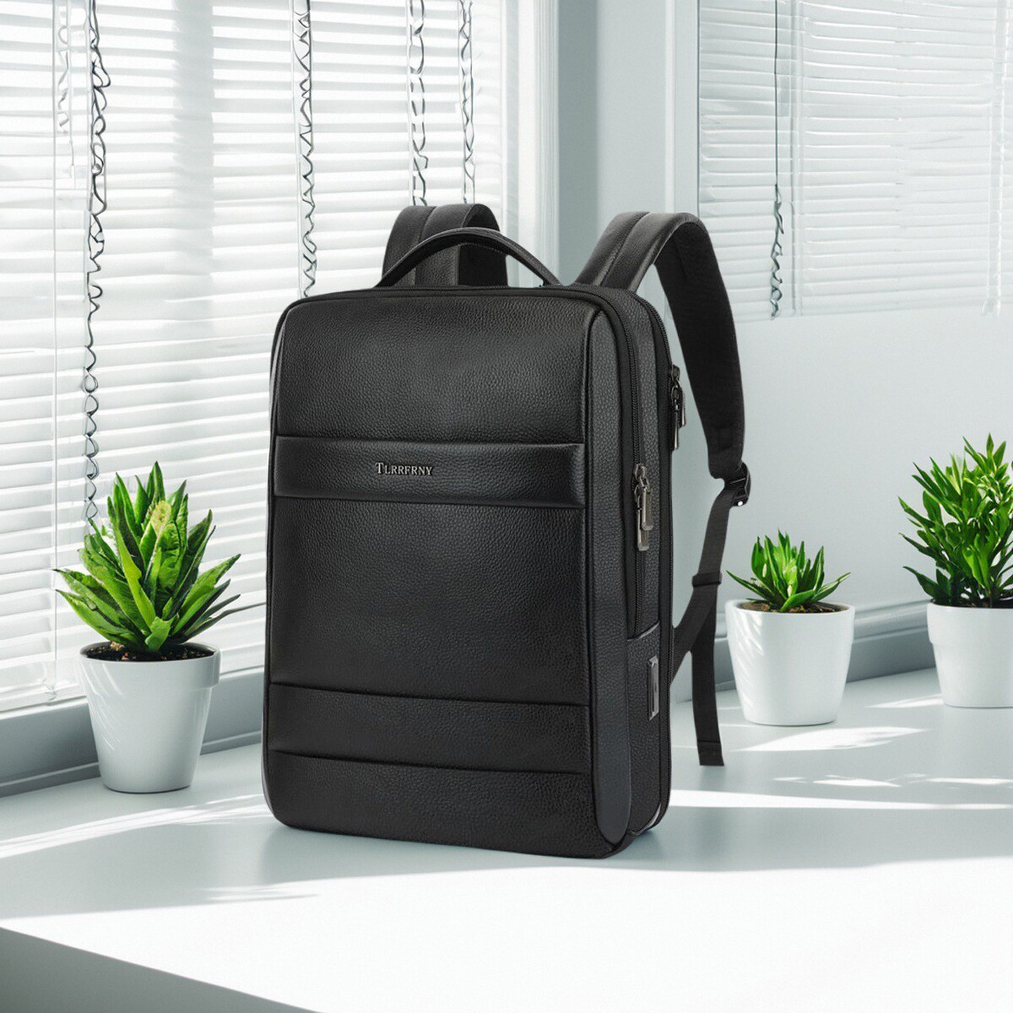 高端男士商务通勤双肩包头层牛皮大容量通勤电脑背包时尚简约15.6