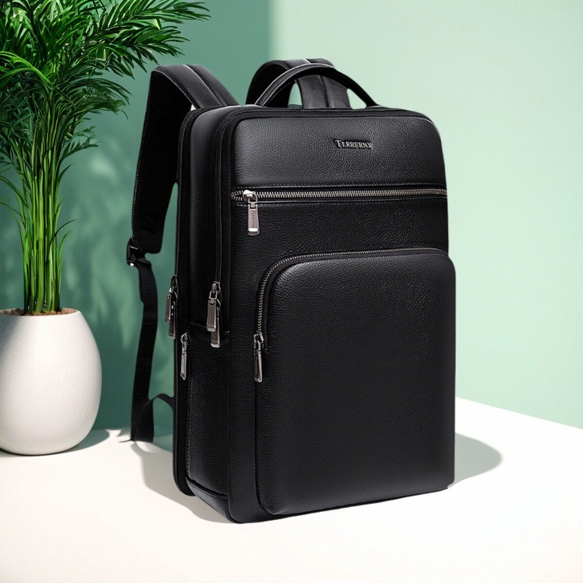 男士牛皮双肩包商务休闲出差防水大容量高端真皮多功能商务电脑包