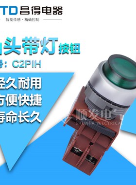 昌得电器CNTD 自复位凸头带灯电源按钮开关 C2PIH开孔22mm