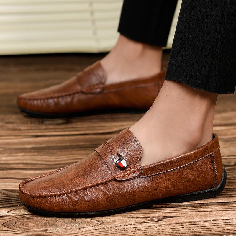 春季豆豆鞋2024年新款潮男英伦一脚蹬懒人春款男士休闲皮鞋子男鞋