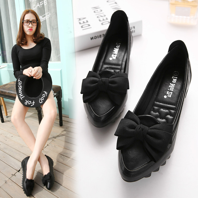 豆豆鞋女夏季2021新款韩版百搭坡跟内增高皮鞋黑色工作鞋平底单鞋,女鞋,浅口单鞋,淘宝优惠券,粉丝福利购,淘宝优惠卷