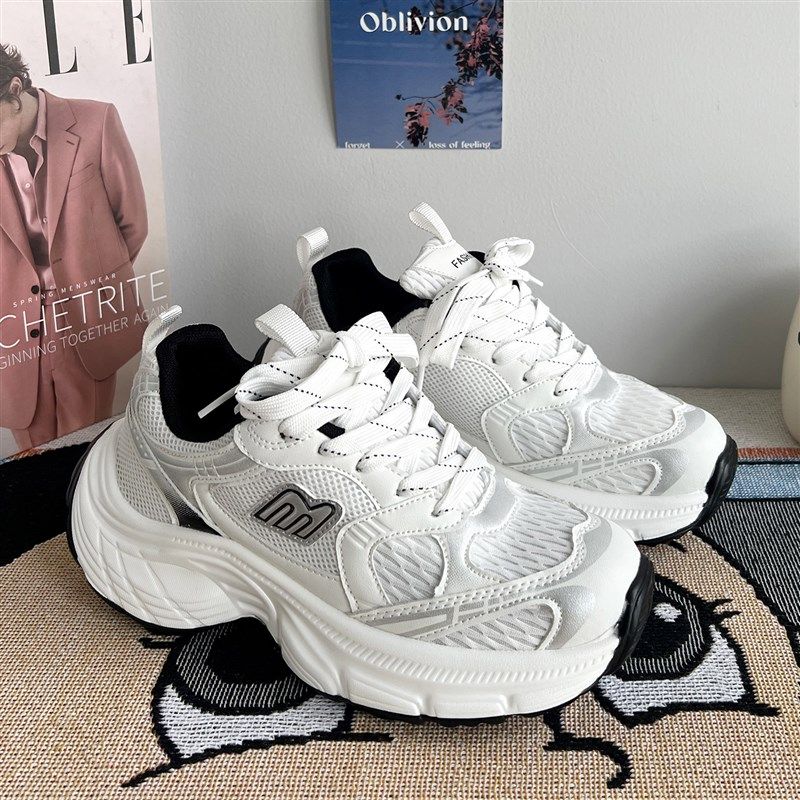 透气老爹鞋男款运动鞋情侣新款 夏季增高休闲女百搭白色鞋子男鞋