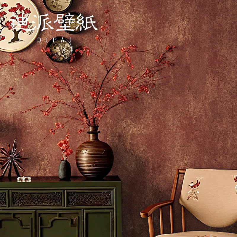 2024新款卧室背景墙奥斯龙无纺布墙纸橘红色斑驳美式素色纯色壁纸,家装主材,无纺布墙纸,淘宝优惠券,粉丝福利购,淘宝优惠卷