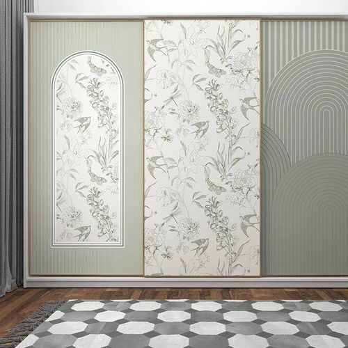 35N衣柜贴纸法式墙纸自粘卧室装饰推拉门贴画移门玻璃门翻新柜子