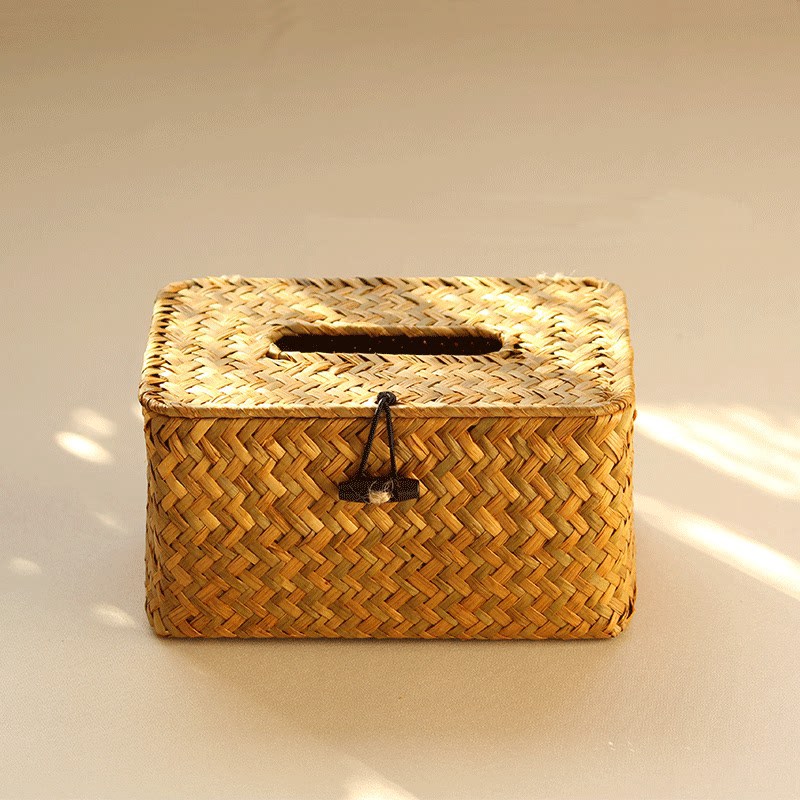 手工草编盒抽盒擦手纸收纳盒客厅餐厅桌面多功能餐巾纸纸盒纸巾抽