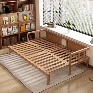 实木沙发冬夏两用超大坐深75CM可推拉沙发床客厅卧室小户型罗汉床