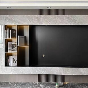 定制不锈钢电视壁龛嵌入式网红金属75/100/85寸电视机背景墙壁柜