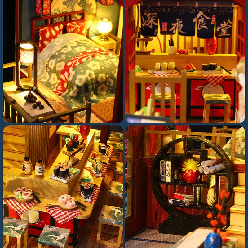 diy小屋和风阁楼别墅和喜居手工制作拼装立体模型玩具新年礼物