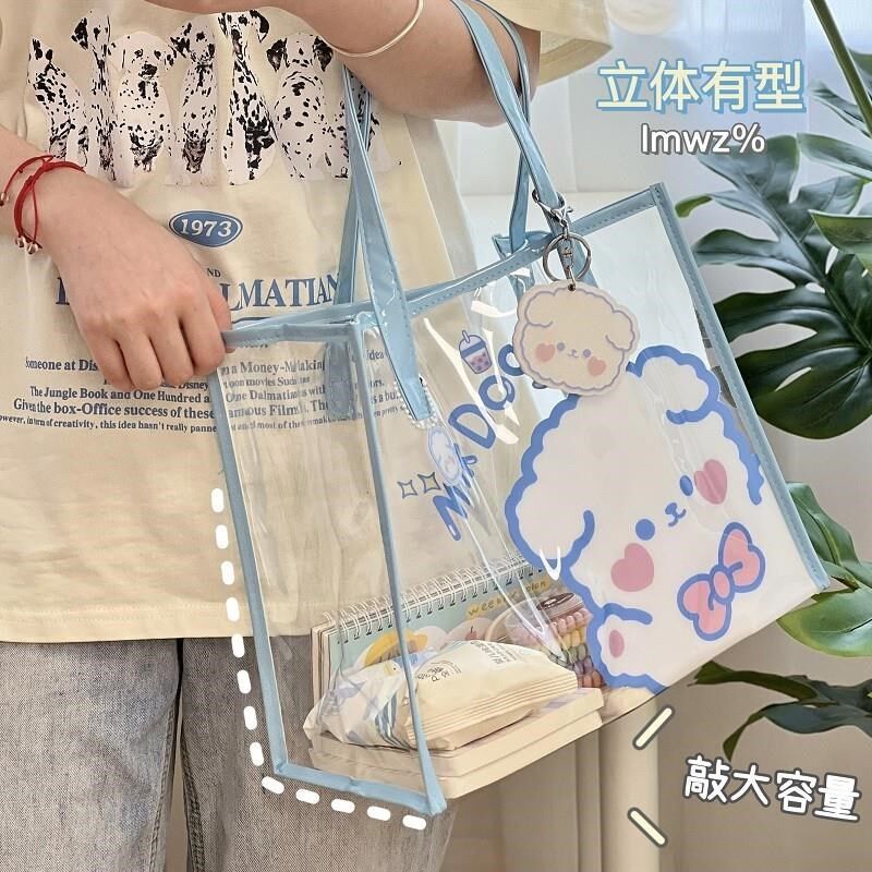 透明单肩包女时尚手提袋pvc沙滩包防水果冻包手提包外出袋子包包