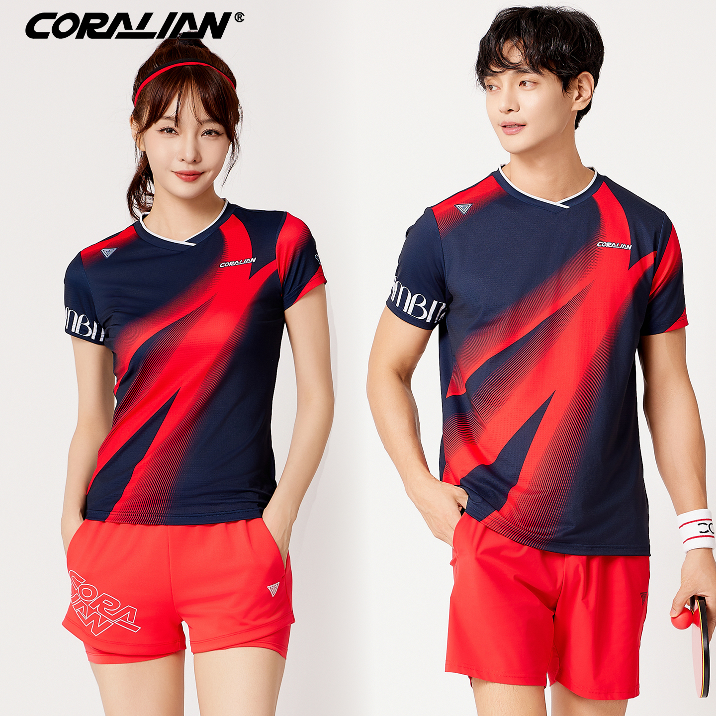 可莱安羽毛球服男女上衣透气速干夏季新款情侣短袖队服运动服套装