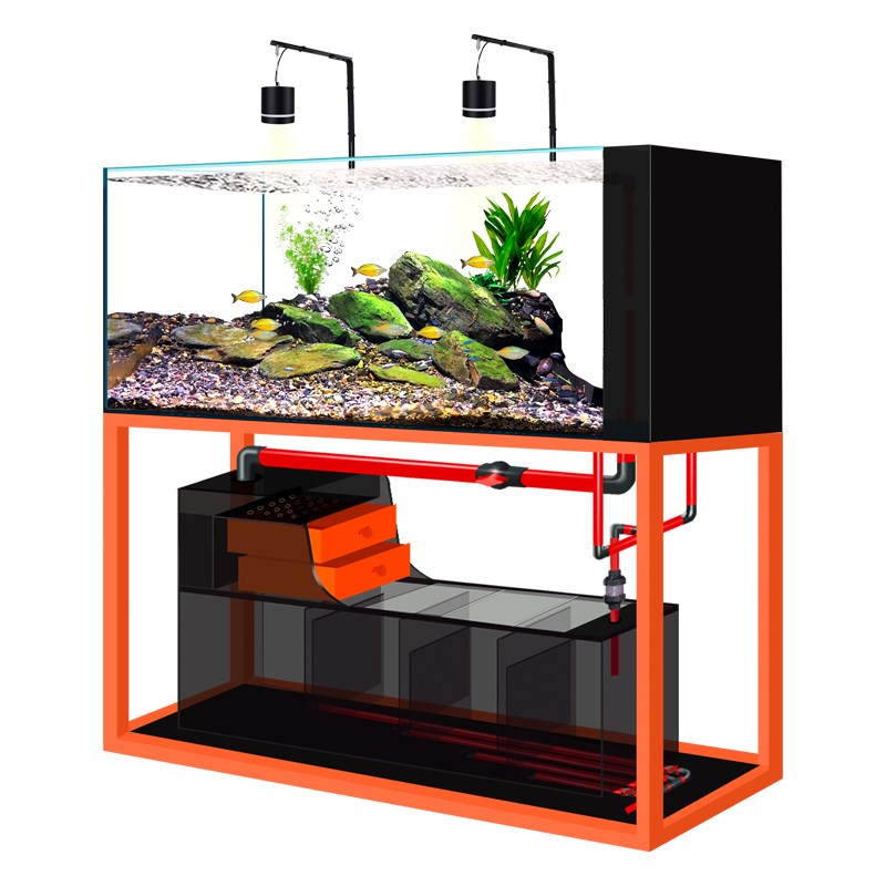 2024新款工业风原生溪流缸侧溢流客厅超白玻璃底滤生态鱼缸水族箱