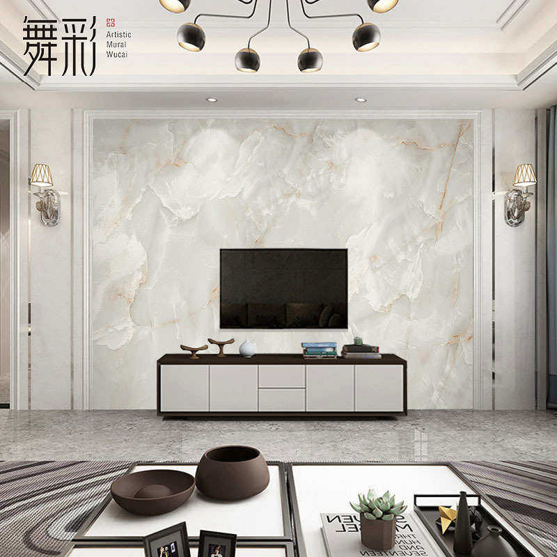 壁布现代简约彷大理石客厅电视背景墙壁纸影视墙装饰壁V画 画墙布