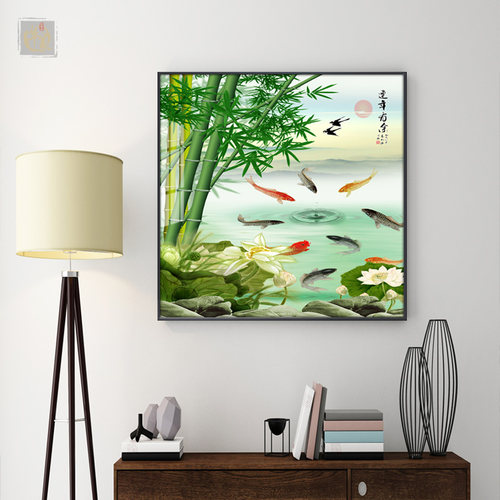 竹子挂画现代f简约中式竹报平安画玄关画客厅餐厅走廊过道墙面壁