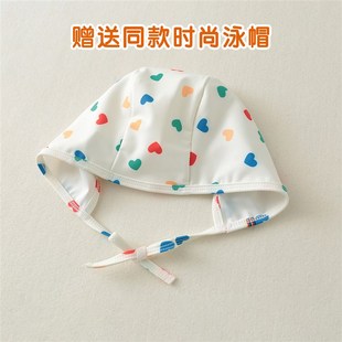 女宝宝泳衣夏季婴儿泳装夏天新款洋派新生儿小女孩连身游泳衣泳帽