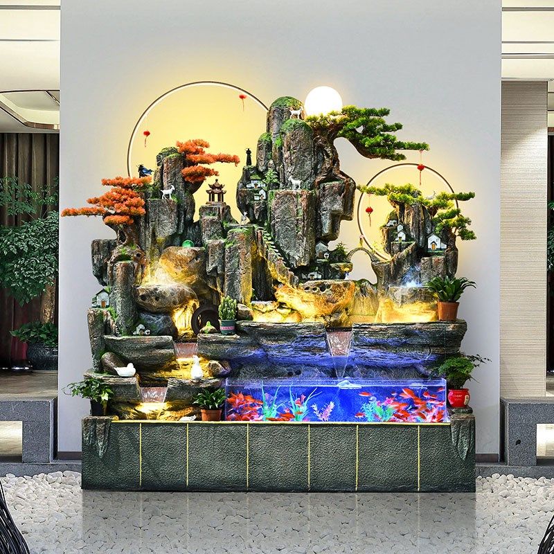 大型假山流水喷泉鱼池瀑布摆件循环水景阳台庭院别墅公司店铺开业
