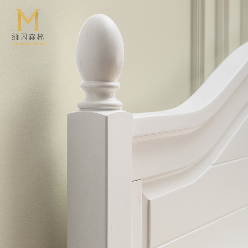 实木床现代简约白色欧式床美式床双人床主卧1.5米床家具1.8极简全